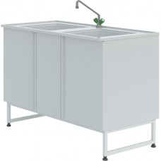 Мойка лабораторная химическая ЛК-1200 СМС-ПВ (2 раковины, 1 смеситель)